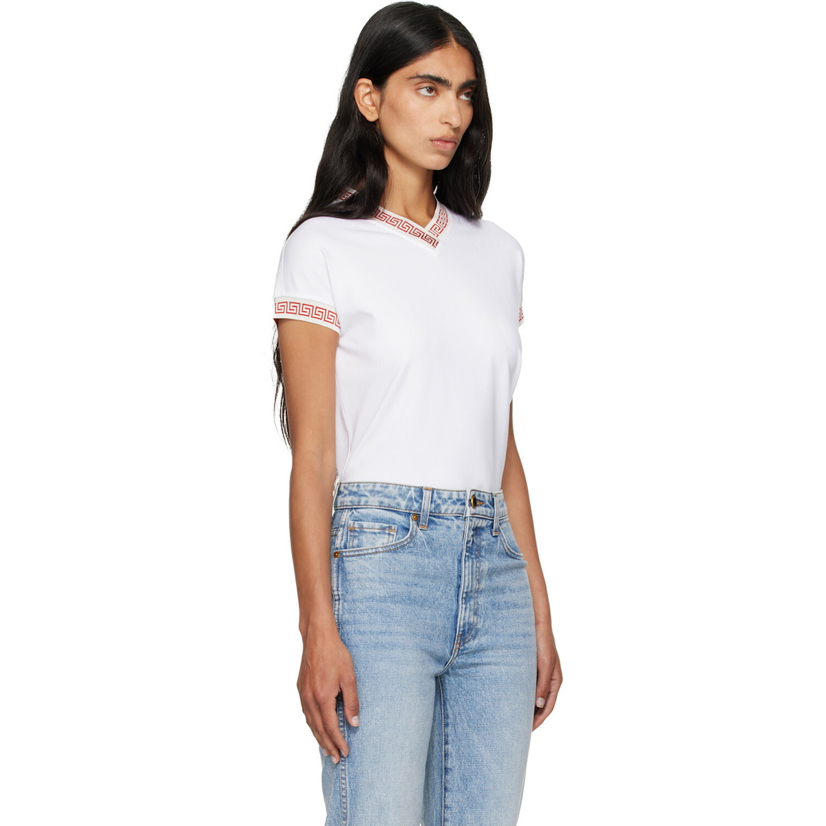 Versace White Jacquard Stretch Cotton-Jersey T-shirt