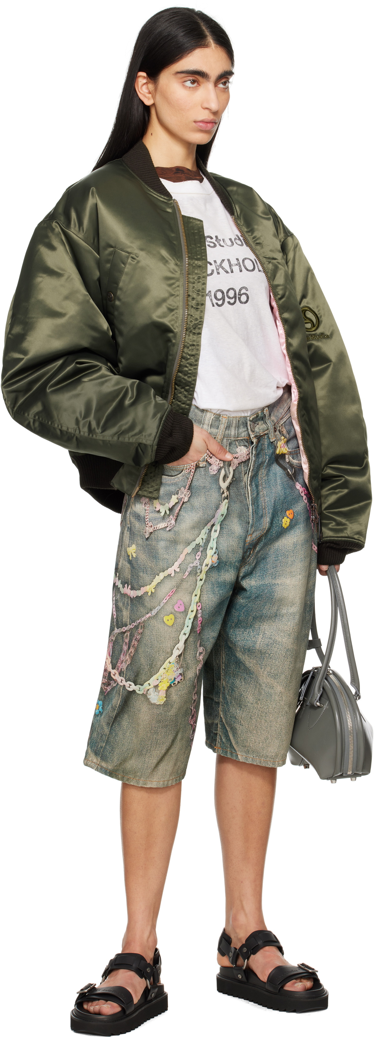Acne Studios Green Logogram Bomber Jacket