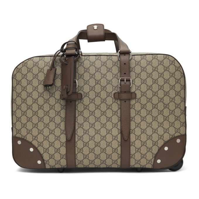 Photo: Gucci Beige Wheeled GG Supreme Carry-On Weekender Bag
