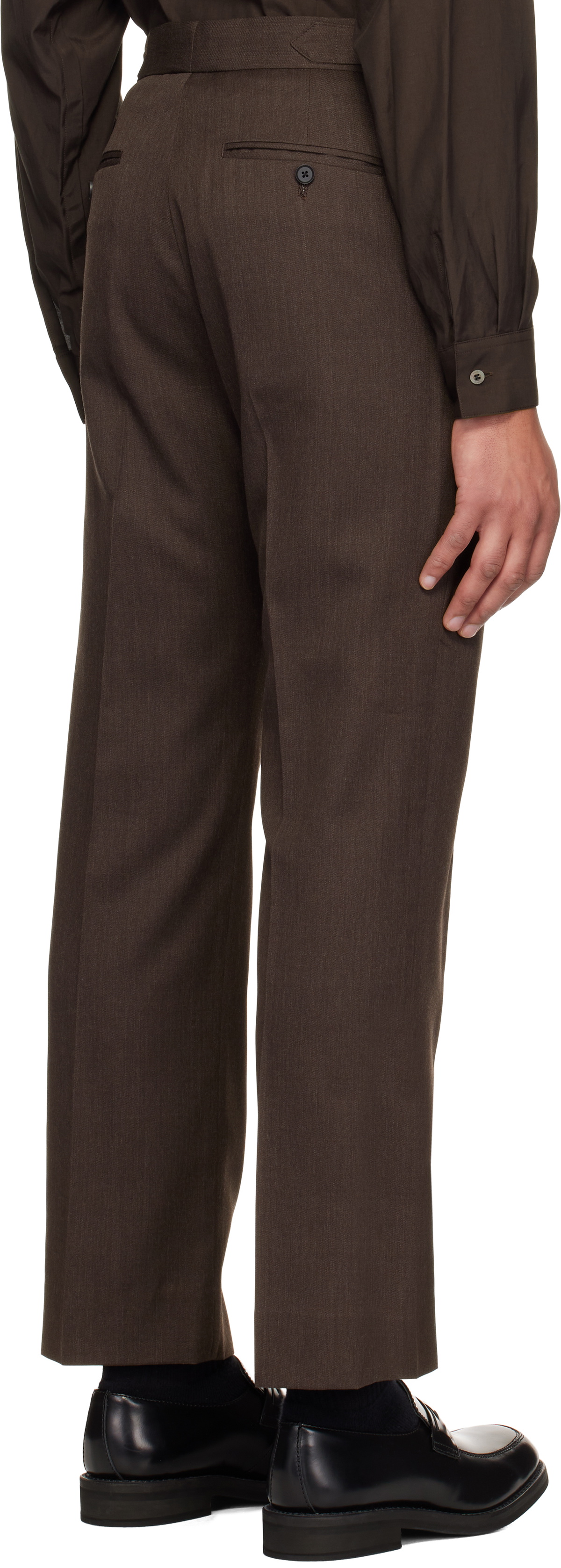 YOKE Brown Wool Gabardine Trousers