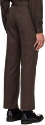 YOKE Brown Wool Gabardine Trousers
