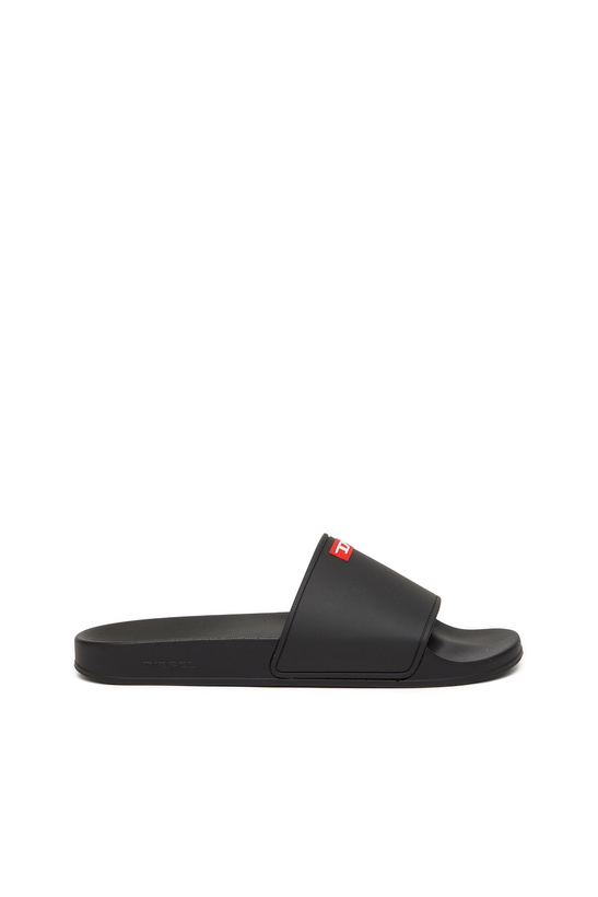 Photo: Diesel Sa-Swim-Rubber pool slides with D logo - Slides Mens in Black