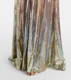 Elie Saab Scarf-detail sequined gown