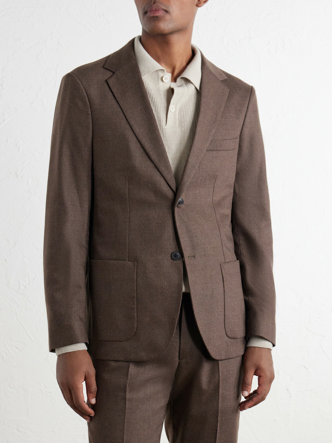 Sunspel - Wool and Cashmere-Blend Flannel Suit Jacket - Brown