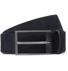 Hugo Boss - 4cm Calindo Suede Belt - Blue