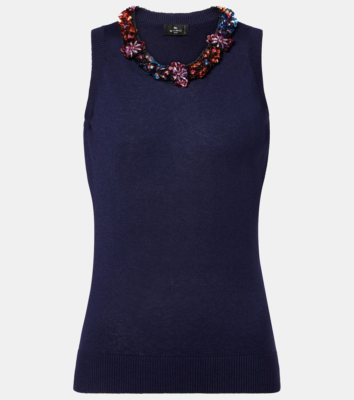 Etro Embellished silk and cashmere top
