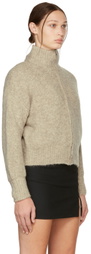 DRAE Beige Trilly Zip-Up Sweater