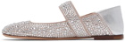 Valentino Garavani Silver & Pink VLogo Locker Mary-Jane Ballerina Flats