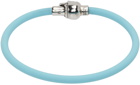 Alexander McQueen Blue Rubber Cord Skull Bracelet