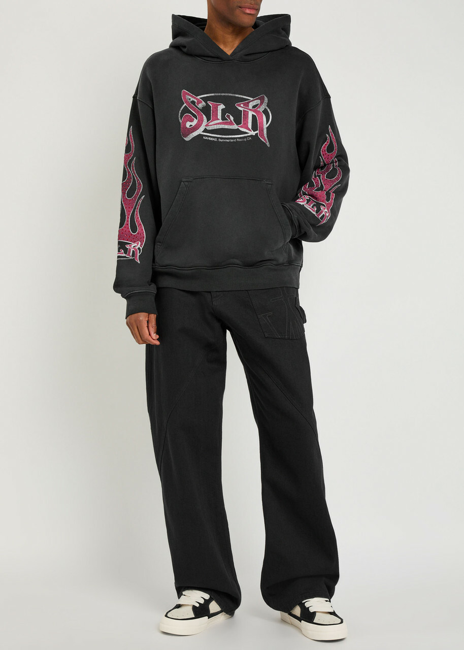 Nahmias Summerland Racing Hooded Cotton Sweatshirt Black