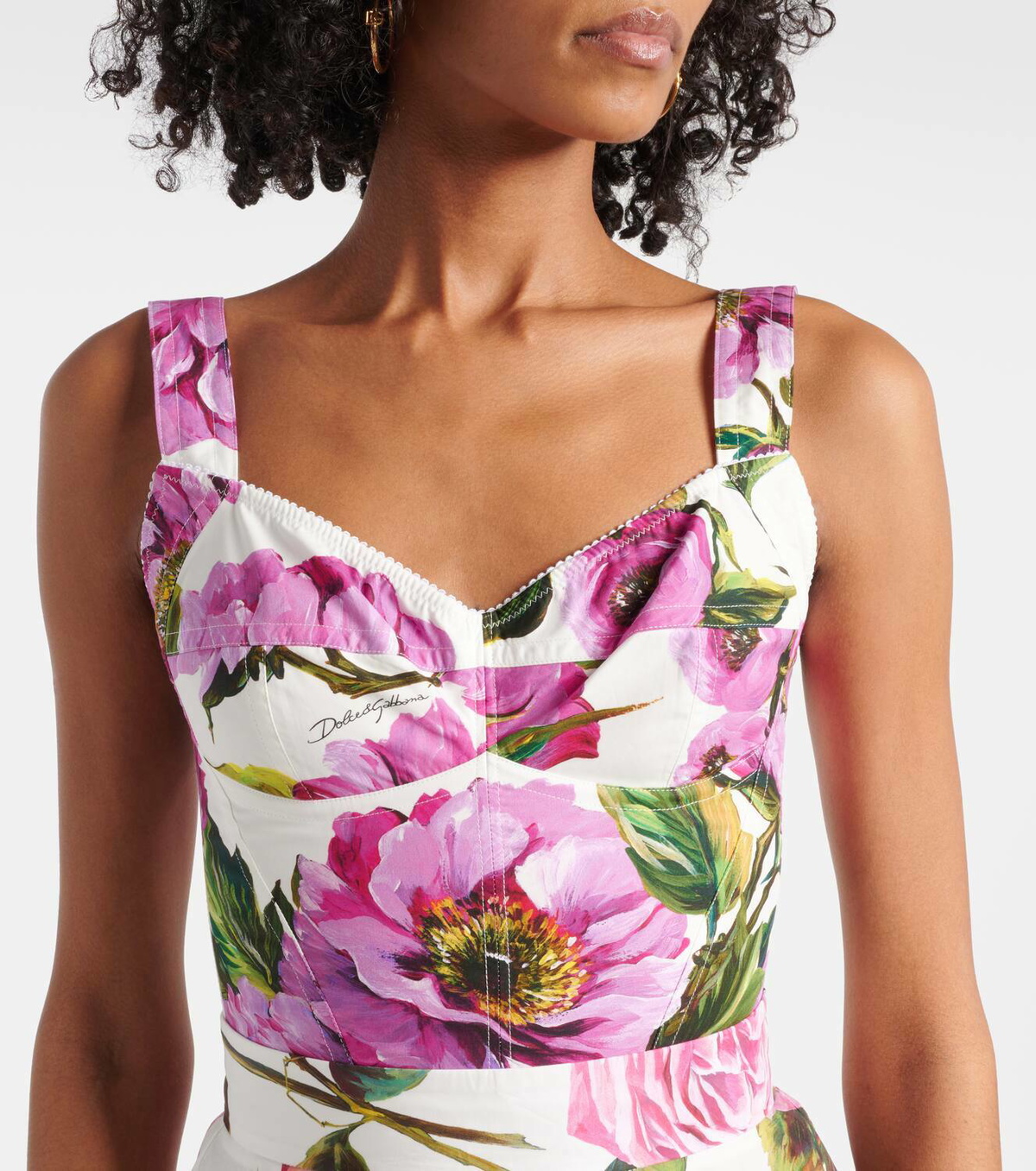 Dolce&Gabbana Floral cotton-blend bustier