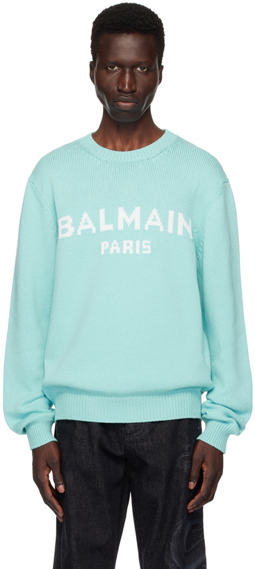 Photo: Balmain Blue 'Balmain Paris' Sweater