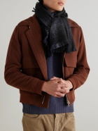 Johnstons of Elgin - Frayed Checked Cashmere and Silk-Blend Bouclé Scarf