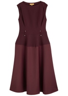 Stine Goya Panelled Crepe and Twill Midi Dress Aubergine
