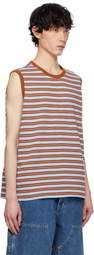 AFTER PRAY Brown & Blue Stripe Tank Top