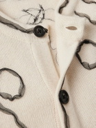 BODE - Winter Garden Tulle-Appliquéd Cashmere Cardigan - Neutrals