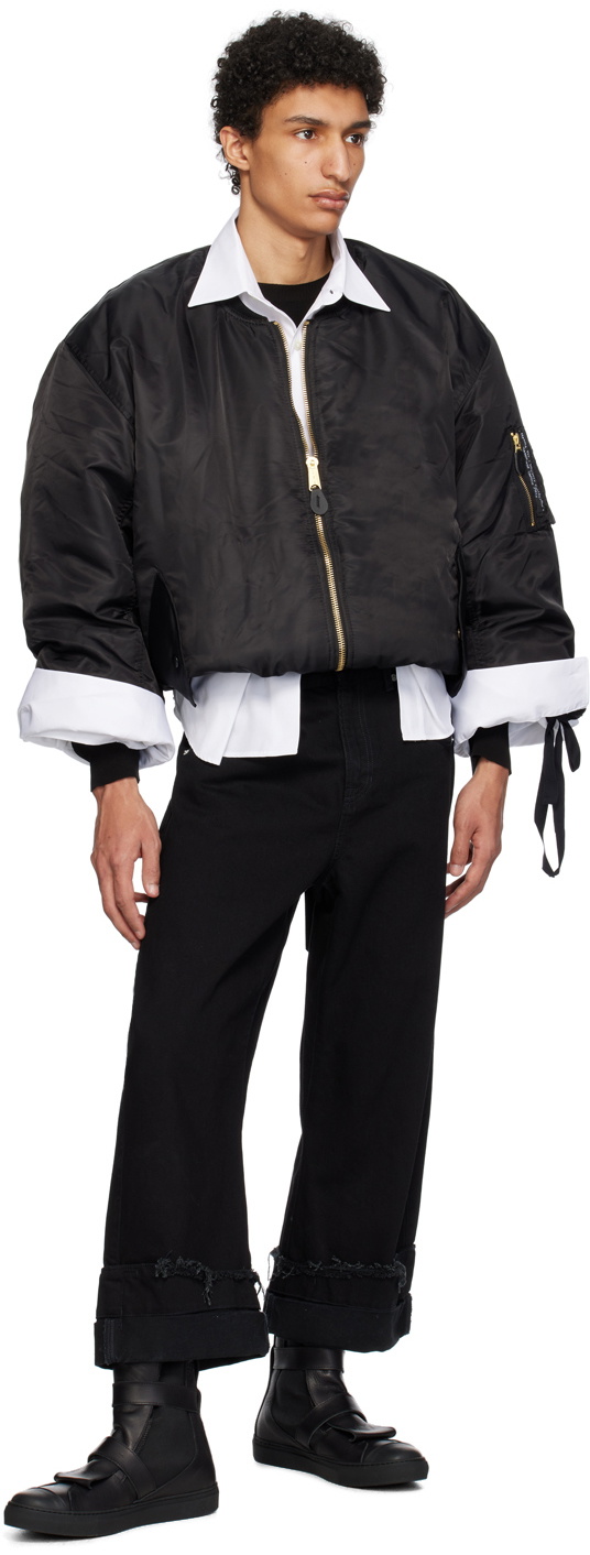 Marina Yee Black Cropped Bomber Jacket