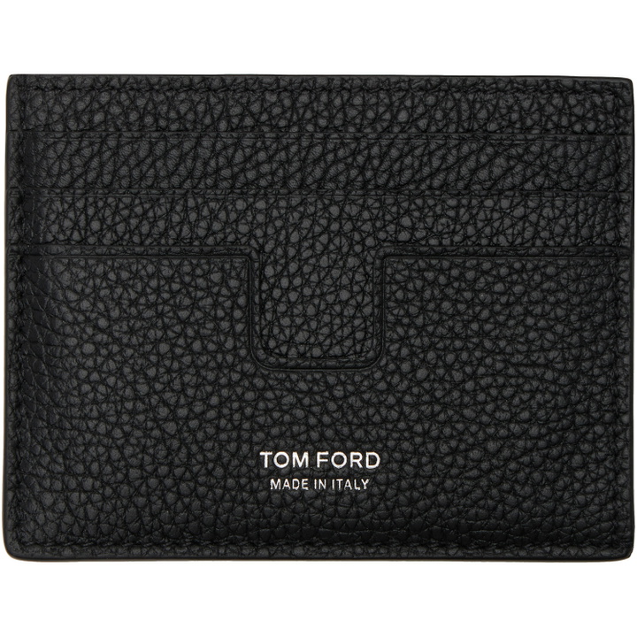 Photo: TOM FORD Black Grain Leather Classic Card Holder