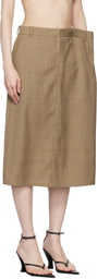 Pushbutton Beige Side Folded H Line Midi Skirt