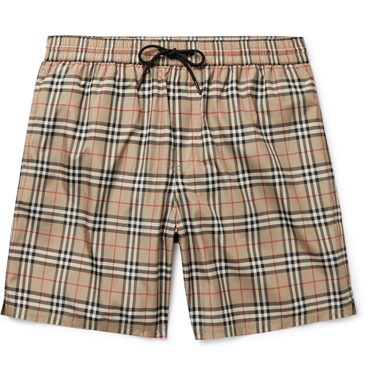 Photo: BURBERRY - Mid-Length Checked Swim Shorts - Neutrals