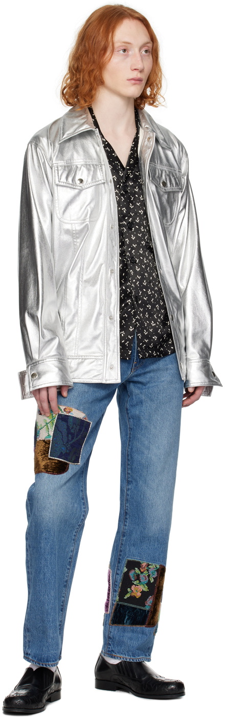 Anna Sui SSENSE Exclusive Blue Patchwork Denim Jeans