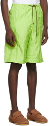 Dries Van Noten Green Silk Quilted Shorts