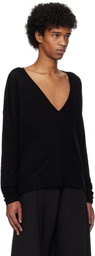 Fax Copy Express Black V-Neck Sweater