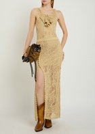 Isabel Marant Ornella Bead-embellished Crochet Maxi Dress Camel