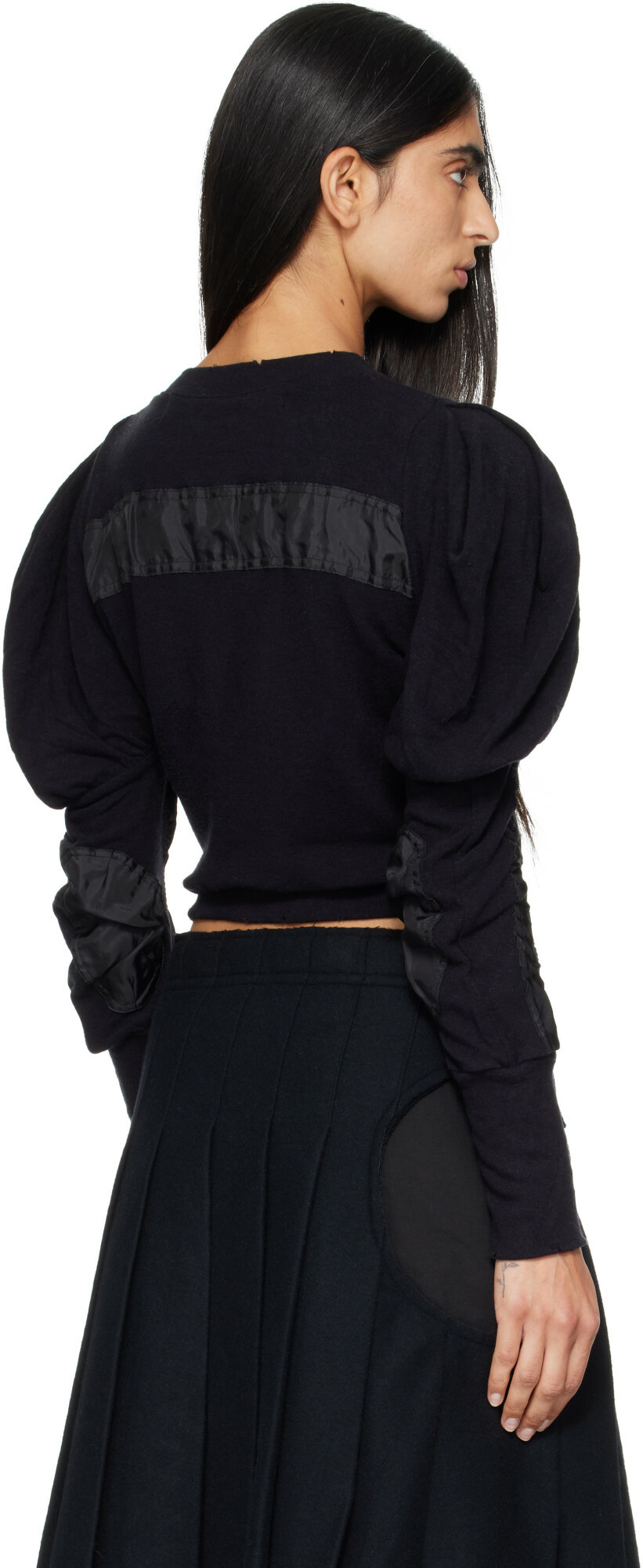 OPEN YY Black Slouchy Puff Panel Cardigan