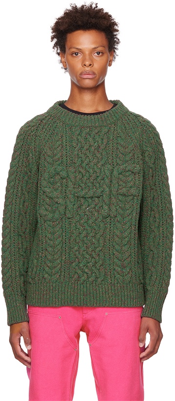 Photo: Sky High Farm Workwear Green 'SHF' Sweater