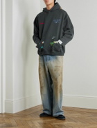 Gallery Dept. - Paint-Splattered Embellished Cotton-Jersey Hoodie - Black