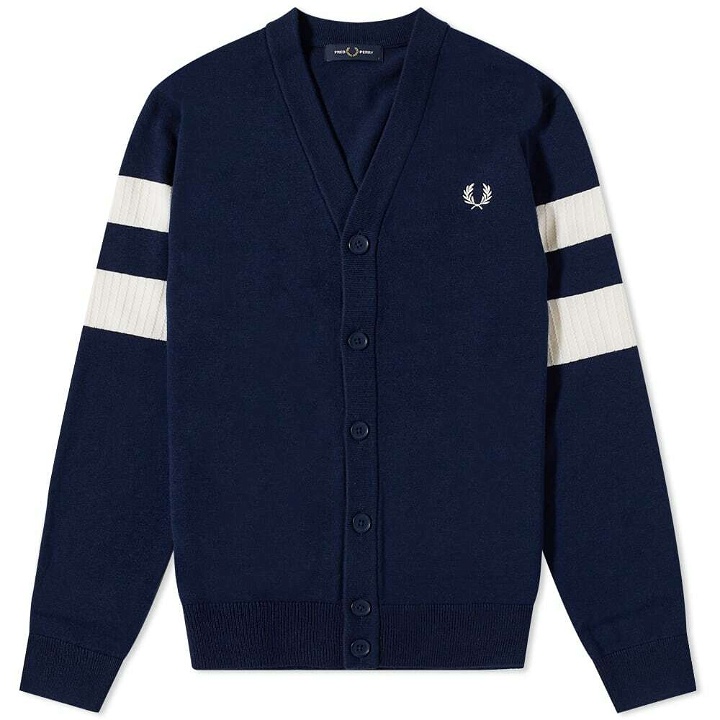 Photo: Fred Perry Authentic Men's Tipped Sleeve Cardigan in French Navy