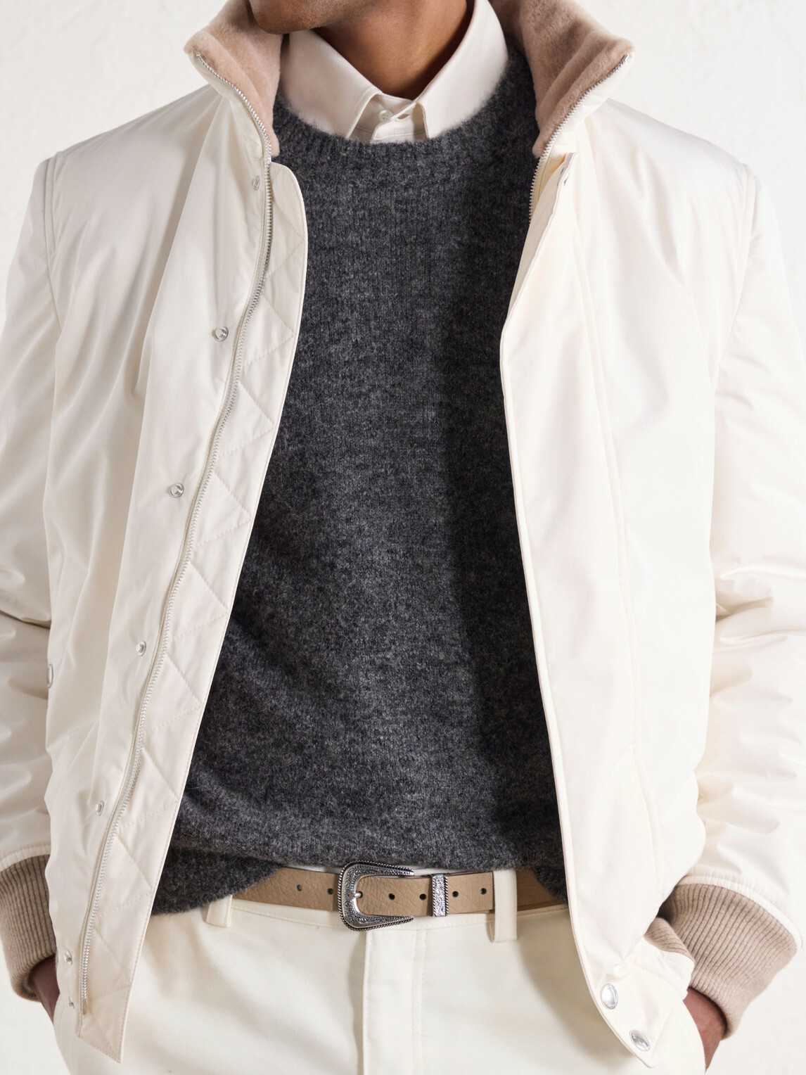 Brunello Cucinelli - Mélange Brushed Cashmere Sweater - Gray