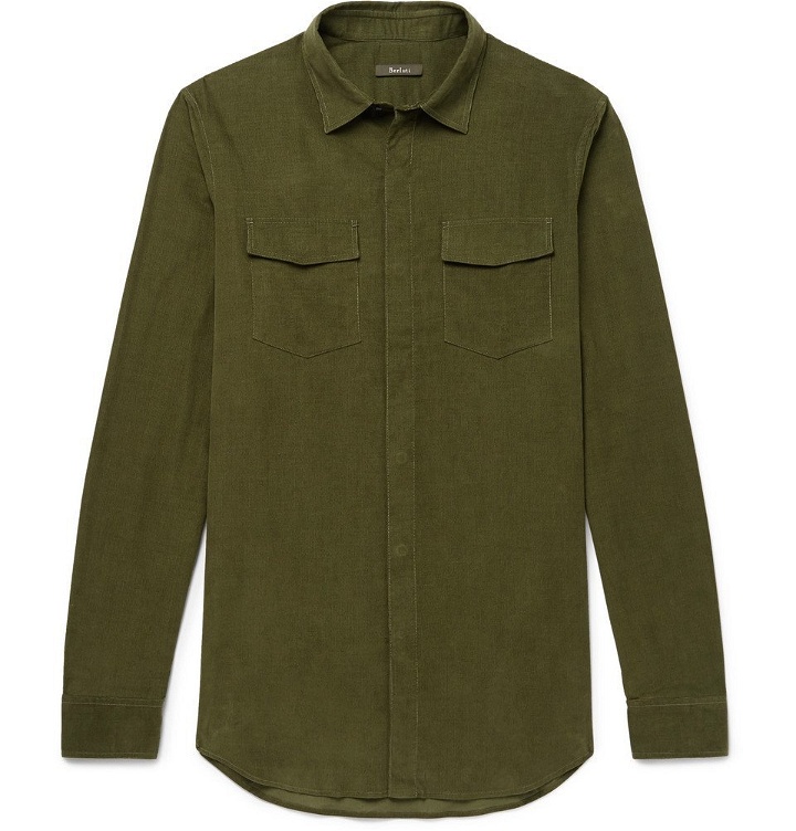Photo: Berluti - Cotton-Corduroy Shirt - Men - Army green