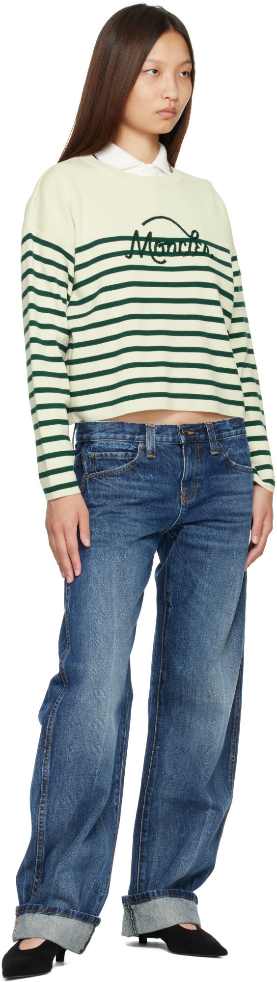 Moncler Off-White Striped Wool Sweater