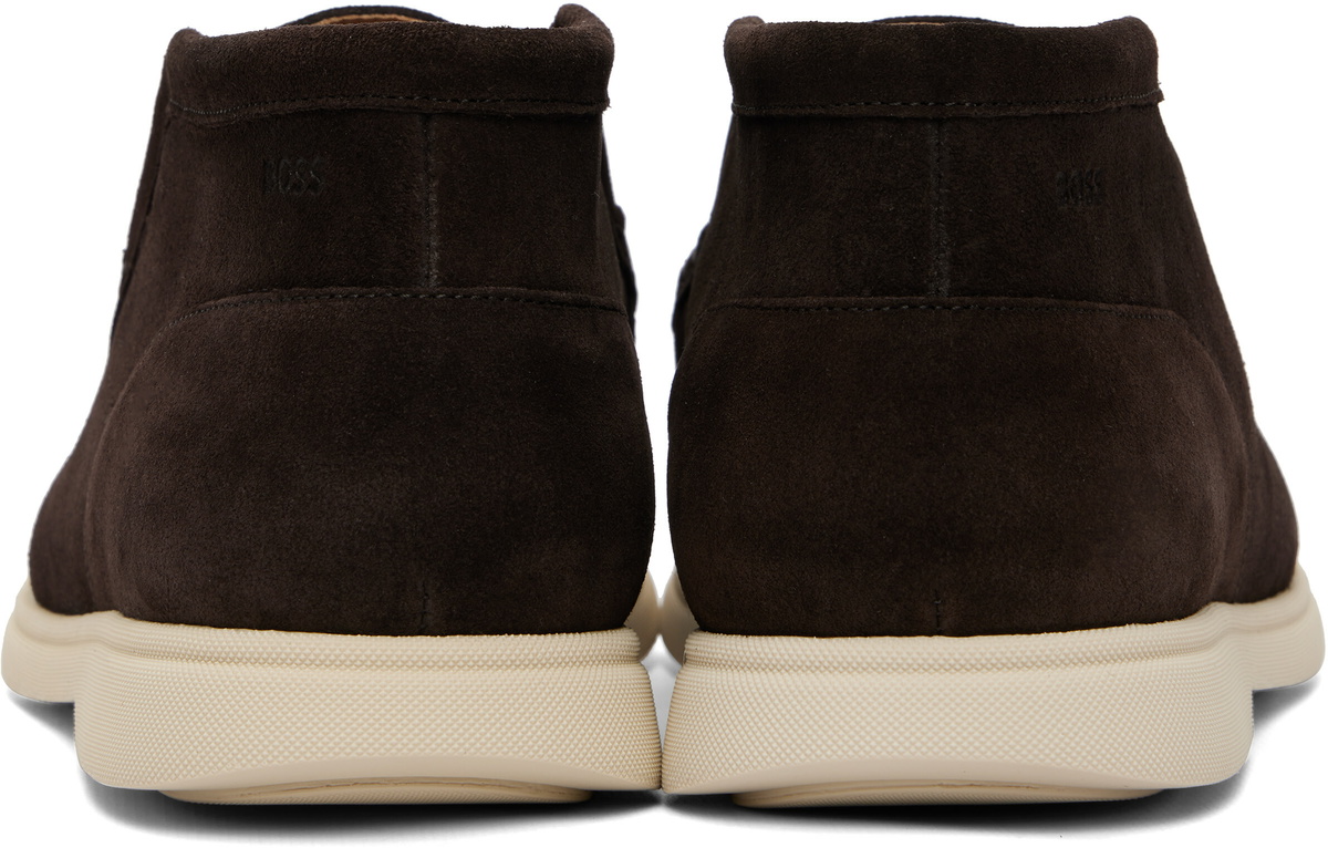 BOSS Brown Suede Stitching Details Desert Boots