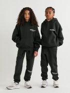 Fear of God Essentials Kids - Logo-Flocked Cotton-Blend Jersey Hoodie - Black