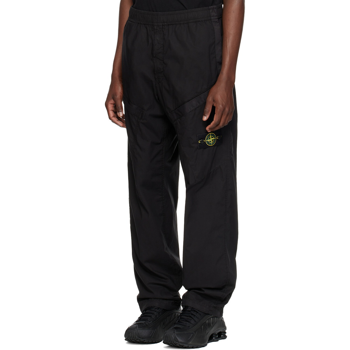 Stone Island Black 3100006 Stretch Cotton Tela 'PARACADUTE' Cargo Pants