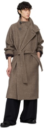 RAINMAKER KYOTO Brown Stand Collar Belted Coat