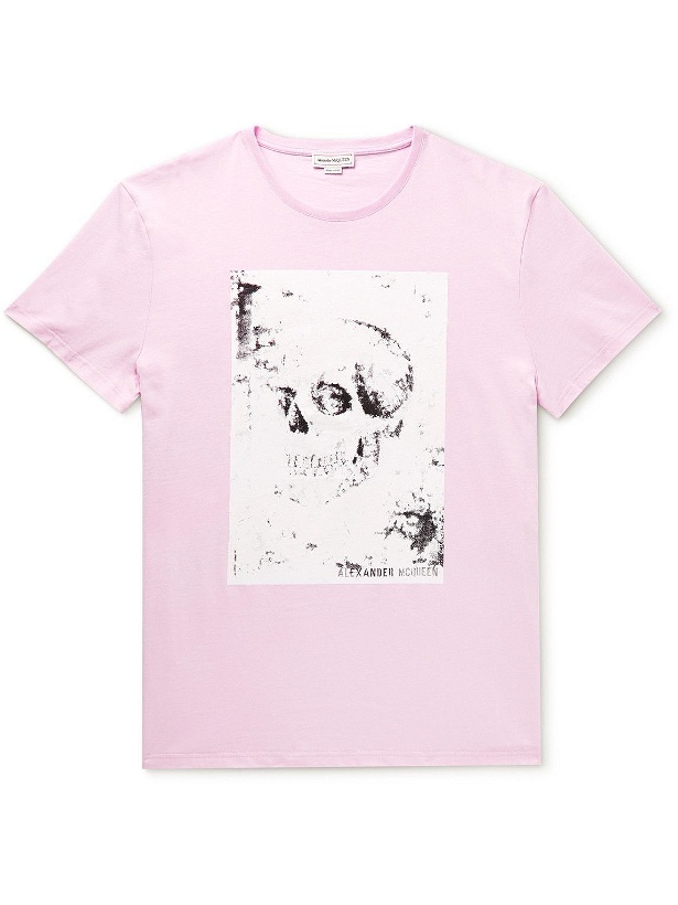 Photo: Alexander McQueen - Printed Cotton-Jersey T-Shirt - Pink