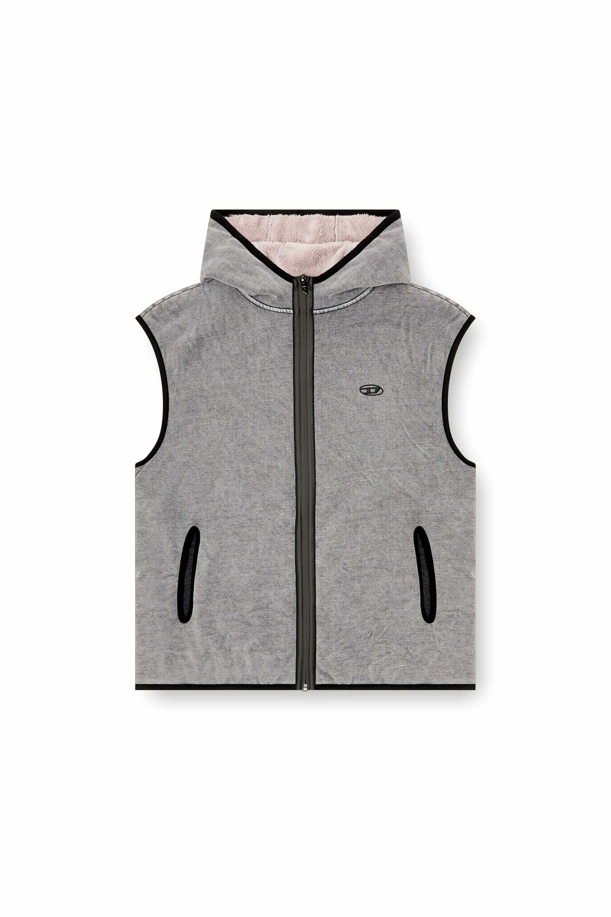 Diesel Sleeveless zip-up hoodie - Sweaters Mens in Grey