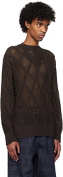 NULLUS Brown Deconstructed Logenze Knitted Sweater