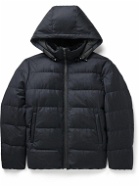Yves Salomon - Shearling-Trimmed Quilted Virgin Wool and Silk-Blend Hooded Down Coat - Blue