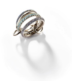 Spinelli Kilcollin Iris sterling silver linked ring with sapphires, aquamarine and tanzanite