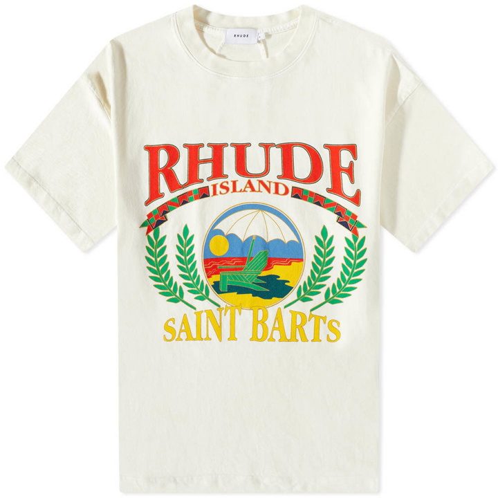 Photo: Rhude Men's Beach Chair Logo T-Shirt in Vtg White