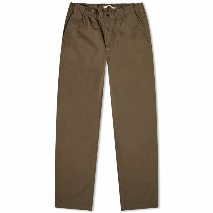 Photo: Norse Projects Men's Ezra Relaxed Organic Stretch Twill Trousers in Sediment Green