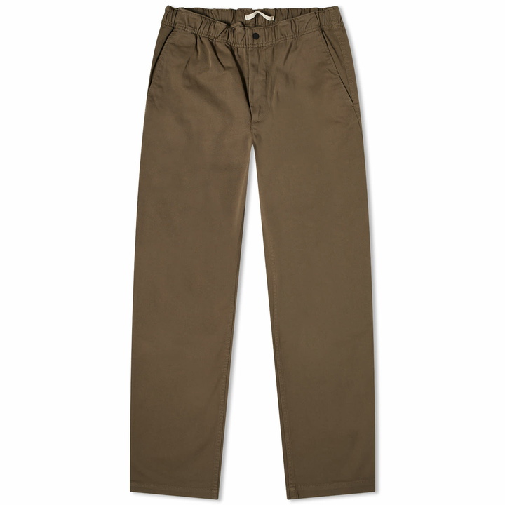 Photo: Norse Projects Men's Ezra Relaxed Organic Stretch Twill Trousers in Sediment Green