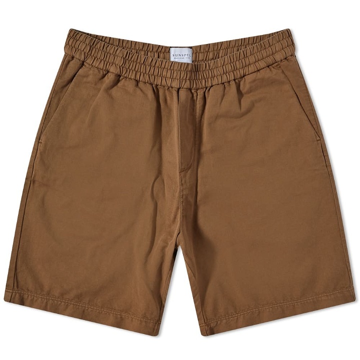 Photo: Sunspel Men's Drawstring Shorts in Dark Tan