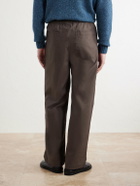 Folk - Straight-Leg Pleated Cotton-Blend Ripstop Trousers - Brown