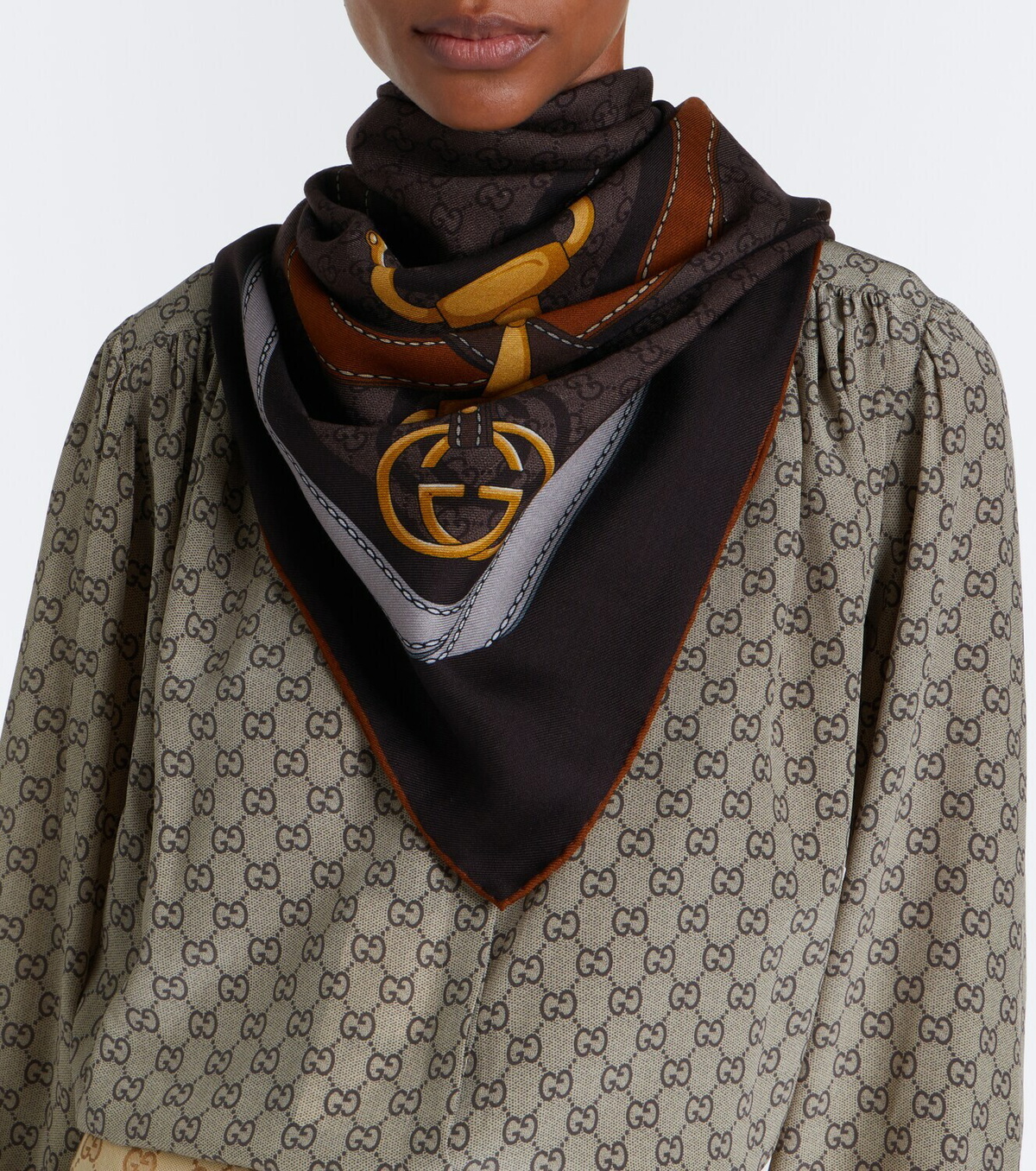 Gucci GG jacquard wool and silk scarf